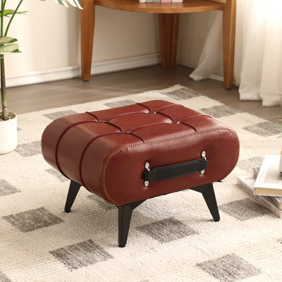 Faux Leather Handable Upholstery Ottoman，Foot Rest Footstool，Accent Stool for Home Deco
