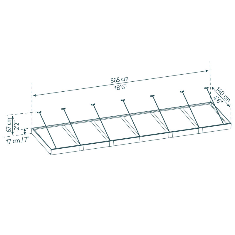 Palram - Canopia Sophia XL 19' W x 4' 7" D Acrylic Galvanized Steel Stationary Door and Window Awning Gray/Clear