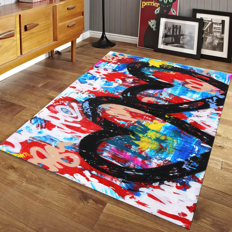 Floral Symphony Non Woven Thin Printed Rug Adding an Elegant Touch to Your Interior Design, Rectangle 5'11" x 9'2"
