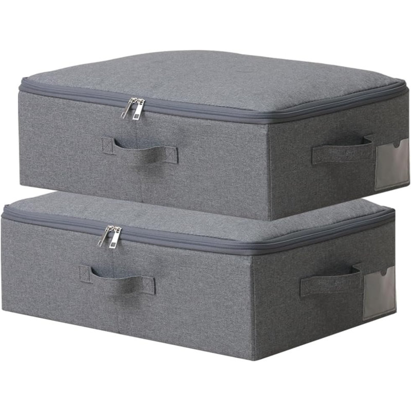 Ebern Designs Plastic Bin, Black/Grey