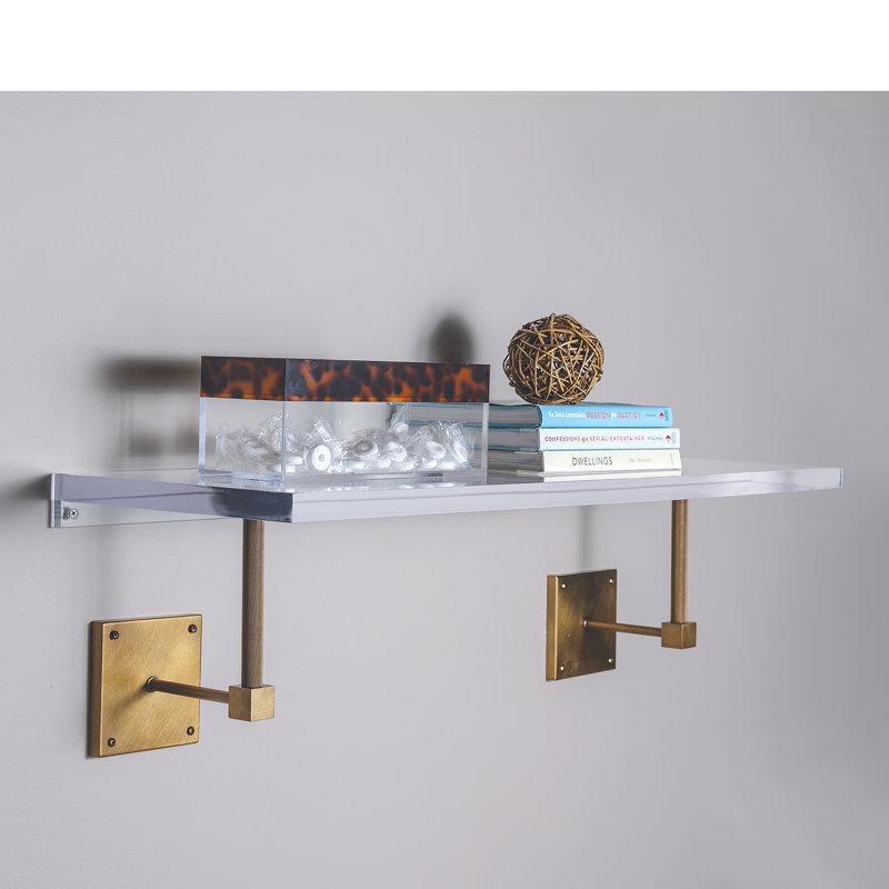 Billy Lucite Shelf/ Age 36"W, Brass/Clear