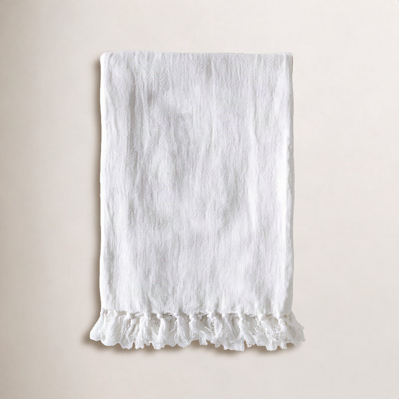 Montauk Hand Woven Blanket, White, 50" W x 70" L