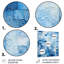Carreaux botaniques bleus et blancs V - art mural en métal abstrait-229583671