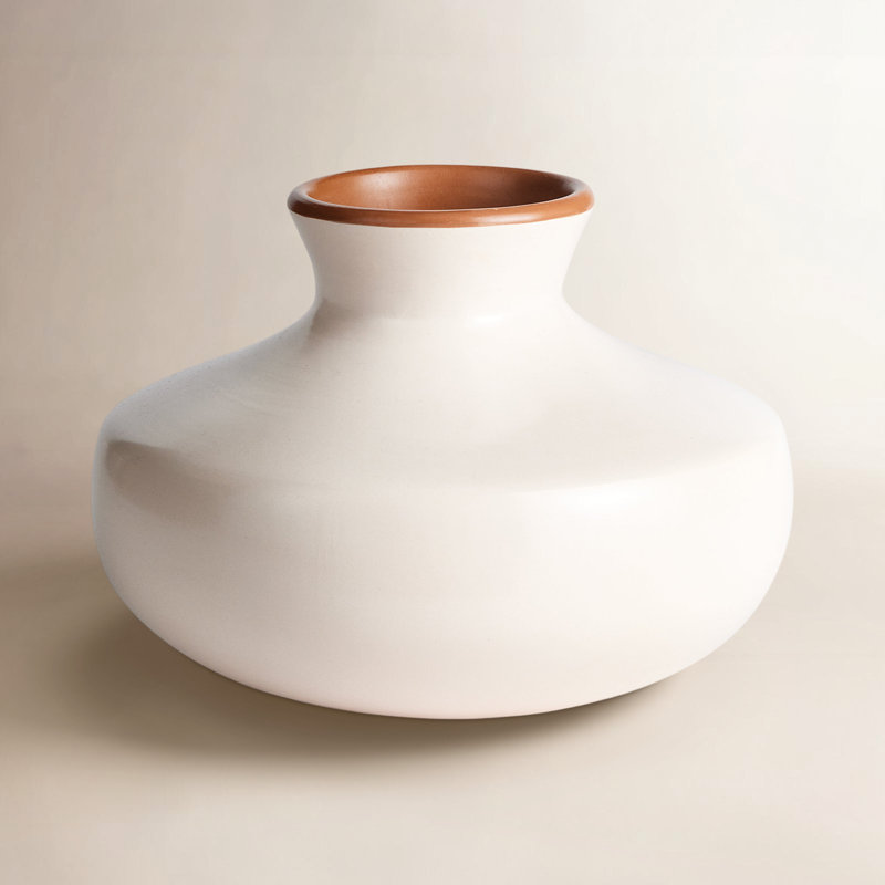 Fiorella Handmade Ceramic Table Vase, White, 7"