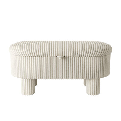 Modern Storage Ottoman Corduroy Upholstered Bench Bedroom Storage Seat Entryway Shoe Bench For Living Room, Bedroom And Entryway,Beige