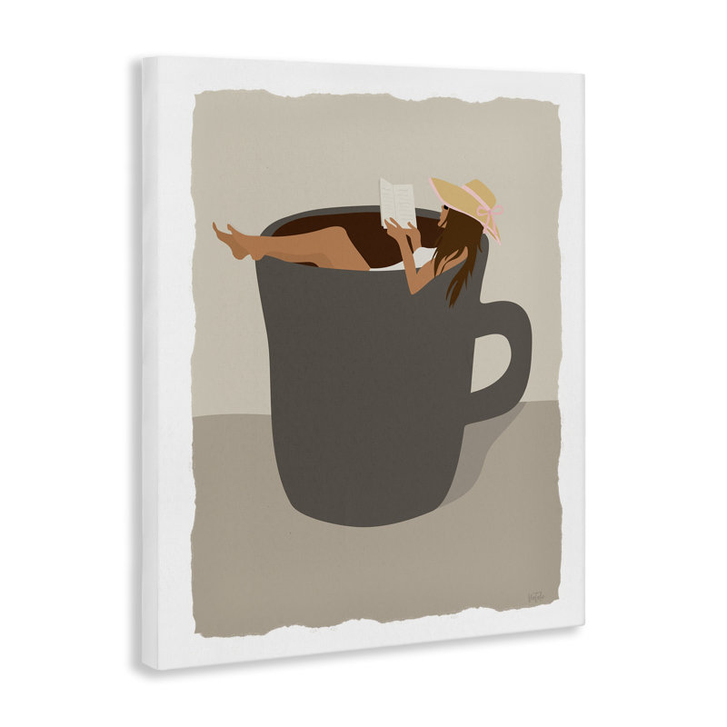 Art mural sur toile Morning Coffee & Woman, par Natalie Carpentieri, H 30 po x l 24 po