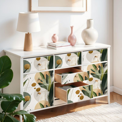 Papier peint auto-adhésif à motif de feuilles botaniques scandinaves aux tons verts terreux, auto-adhésif et amovible 17,7 po x 118 po (45 x 300 cm)