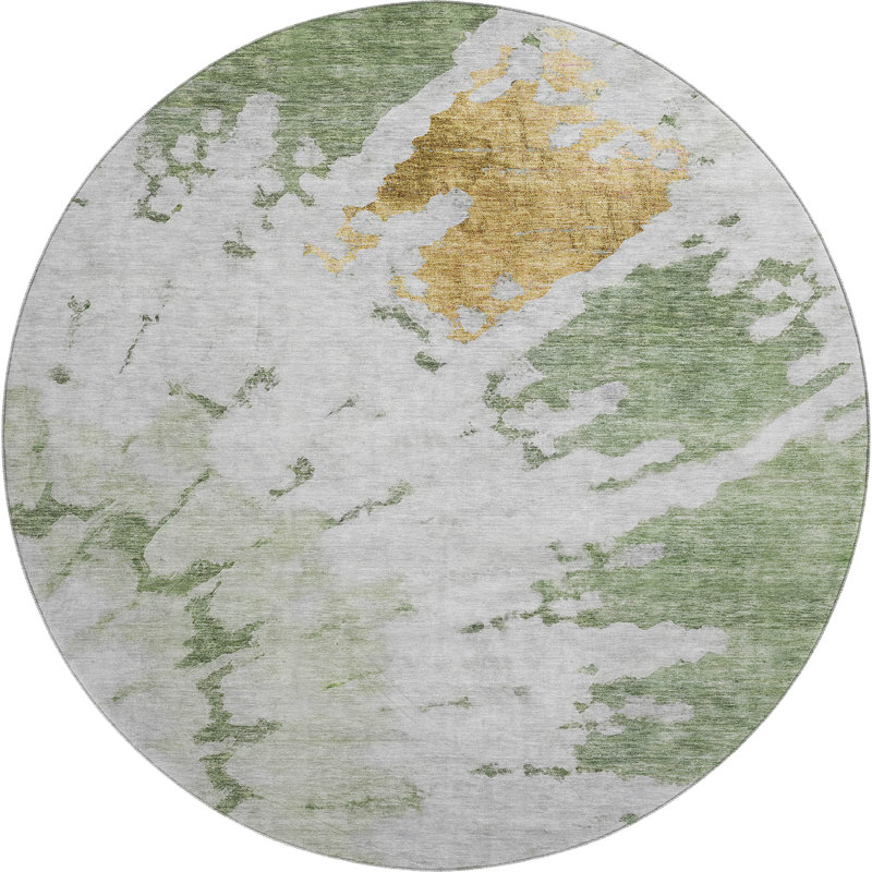 Premium Machine Washable Cerrito Aloe Rug, Round 8'