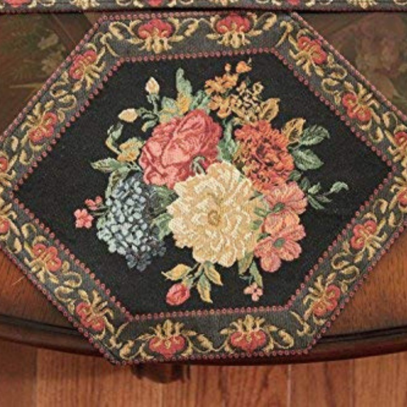 Tache Colorful Country Rustic Floral Morning Awakening Table Runner, 17" L x 13" W, Black