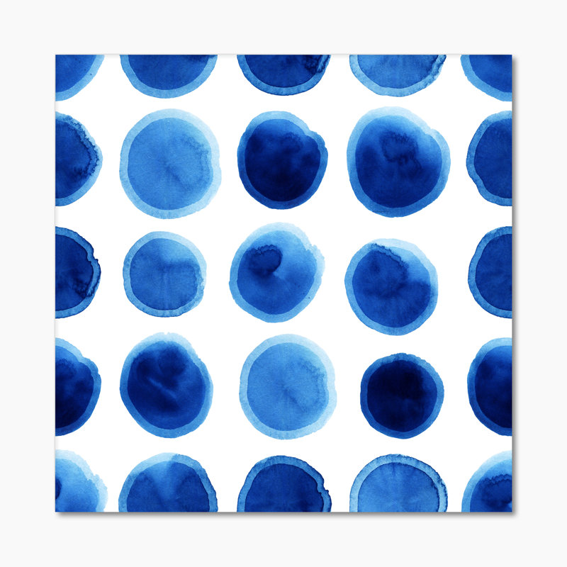 Impression sur toile moderne à pois, avec des nuances de bleu foncé I, H 30 po x l 30 po x P 1 po, Toile tendue