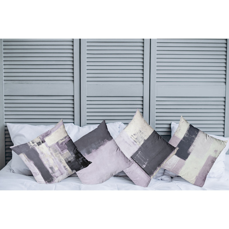 Reversible Pillow Cover, 16" H x 16" W, Dimgray Pale Mauve / Ivory