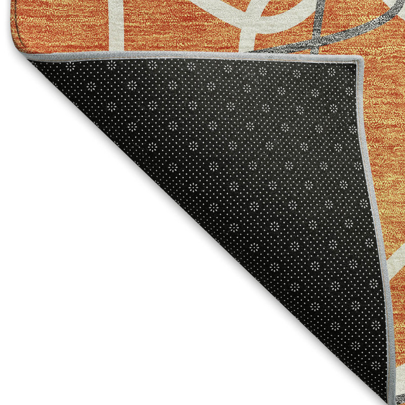 Tapis orange Prisco lavable à la machine de qualité supérieure, Tapis de couloir 2 pi 3 po x 7 pi 6 po