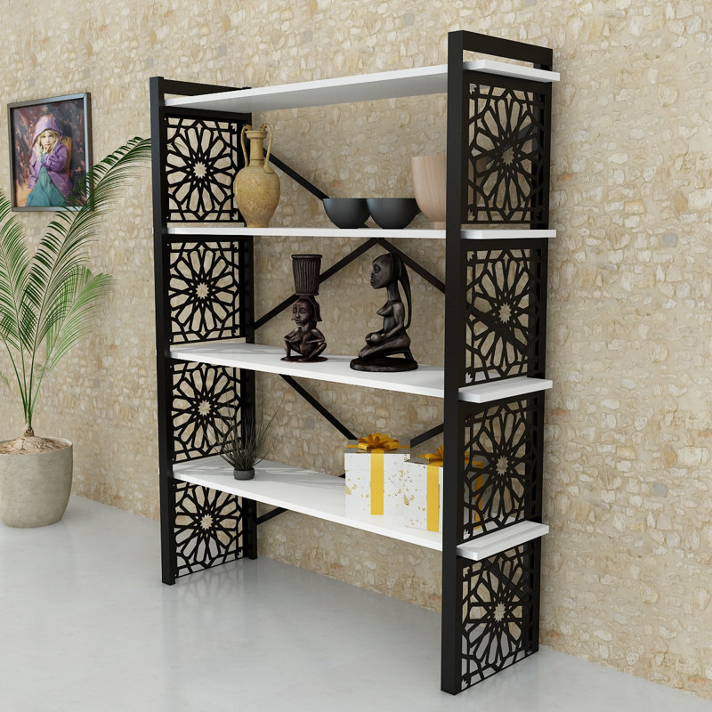 Calla 148.5cm H x 120cm W Standard Bookcase, Black/White