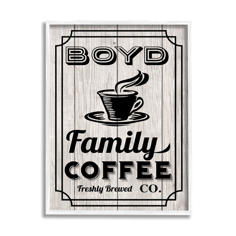 «Vintage Coffee Family cmw-008», art mural personnalisé, Oui, Giclée encadrée blanc bord de mer, H 14 po x l 11 po