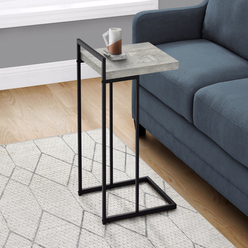 Table d'appoint, en forme de C, bout, côté, collation, stratifié, métal, contemporain, moderne, Gris clair, Noir