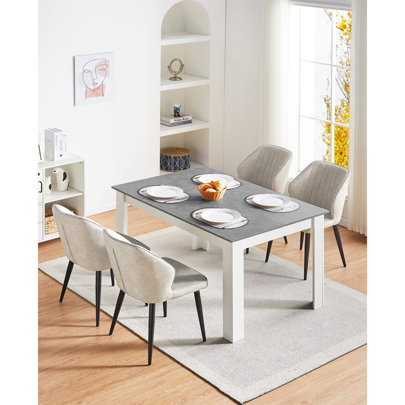 120X80x75cm/ 138x90x75cm Dining Table, Greywhite, 75cm H x 120cm W x 80cm D