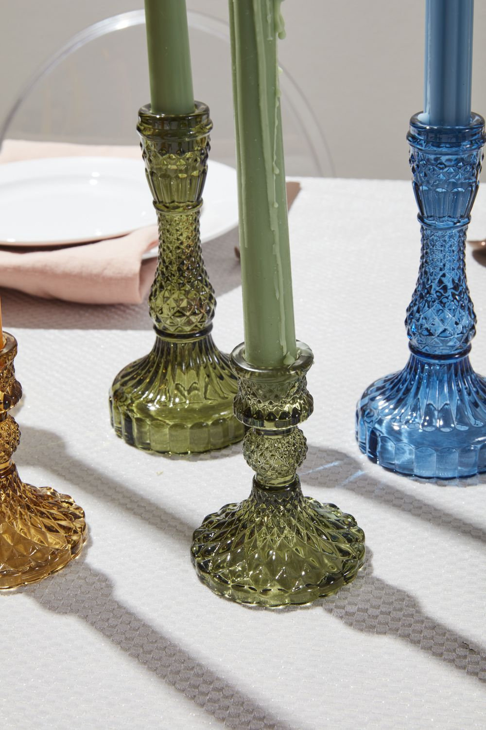Eliana Glass Candlestick Holder, Green