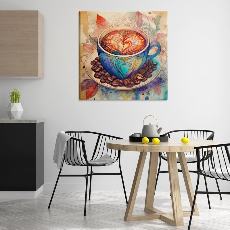 Coffee Beans & Latte Canvas Wall Art by Alina Georgescu bp-795_CN, H 36 po x l 36 po