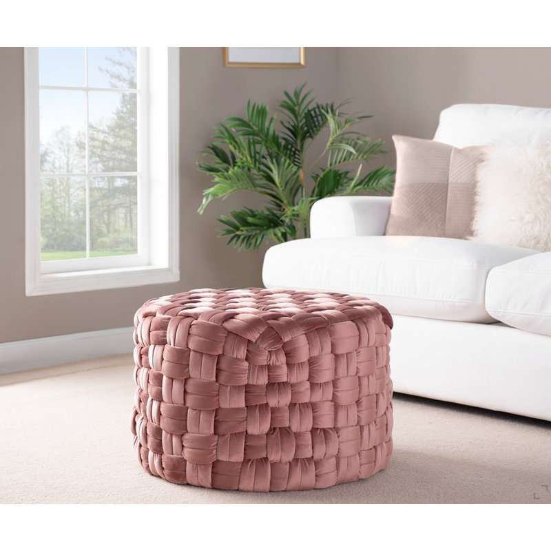 Repose-pieds rond en velours de 24 po, Rose