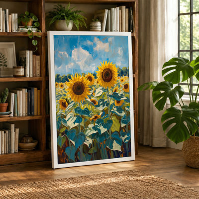 Sunflower Field Summer Botanical - Wrapped Canvas