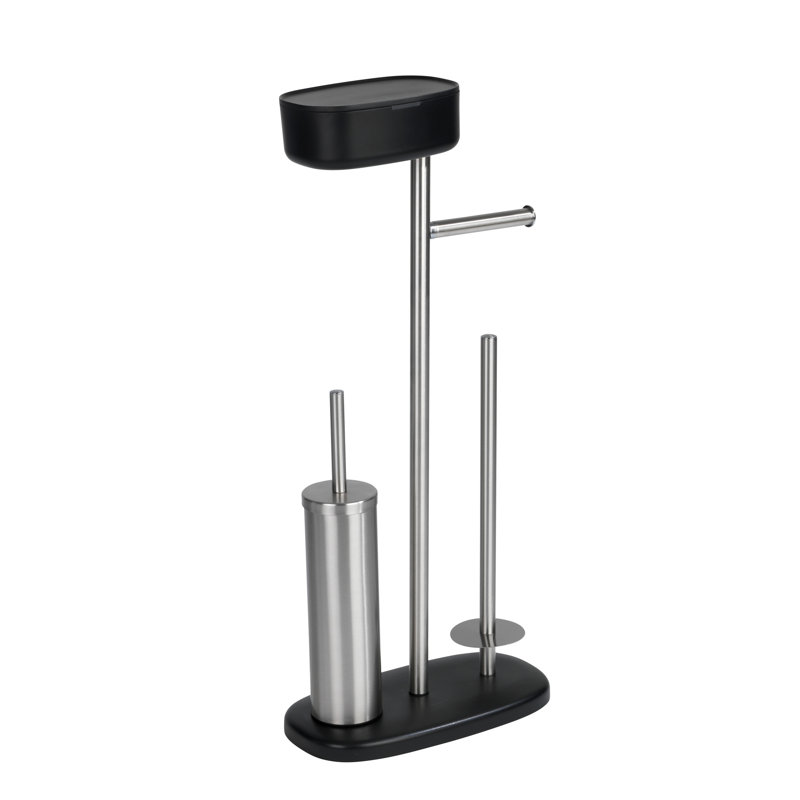 WENKO Free-Standing Toilet Brush and Holder, Black