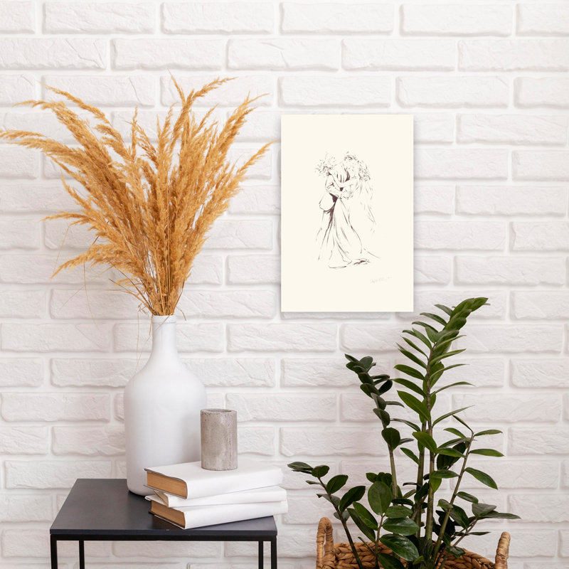 26 WElegant Sketch Of A Bride And Groom Embracing by Rafal Kulik - Wrapped Canvas Print, 45.72 cm H x 30.48 cm W