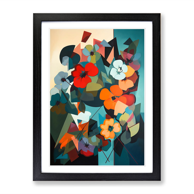 FRM-V0523-845X Flowers Bauhaus Art Vol.1 1 Piece Wall Art, 34cm H x 25cm W, Walnut Framed