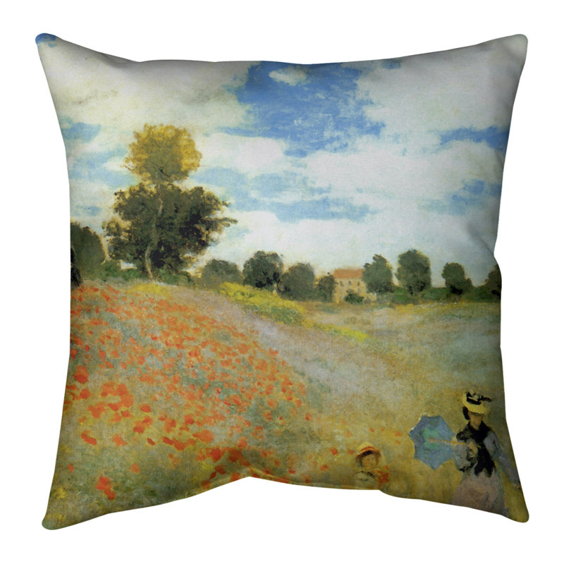Coussin de sol en coquelicot Claude Monet-standard, 28 po x 28 po