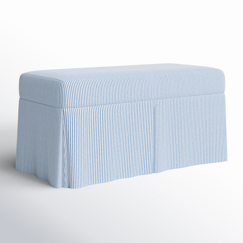 Chaplin Cotton Upholstered Storage Bench, Prep Stripe Blue