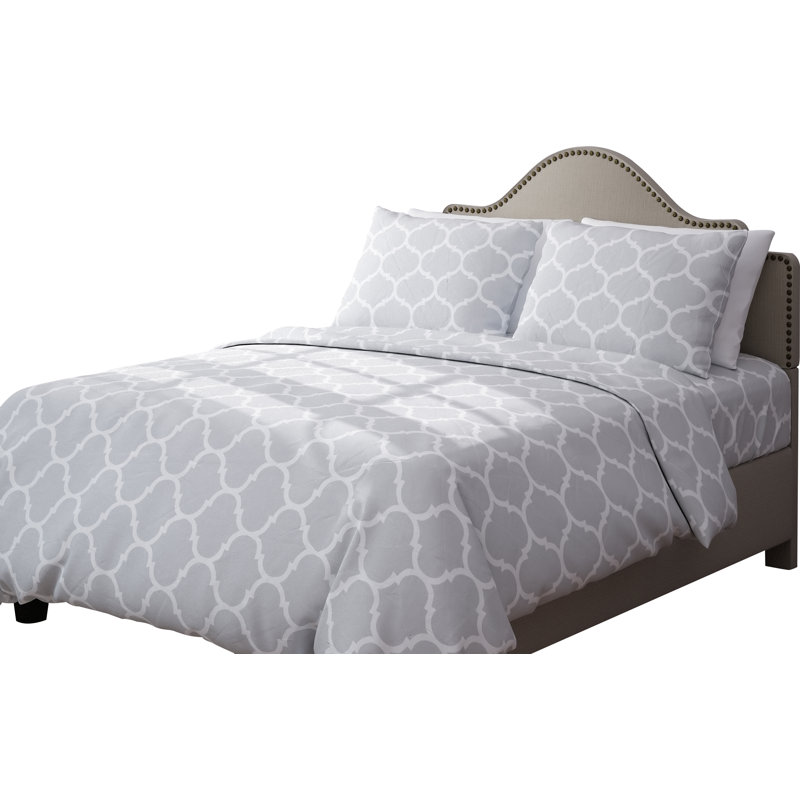 Basics Polyester Standard Geometric Shapes Duvet Cover, Twin, Grey / White