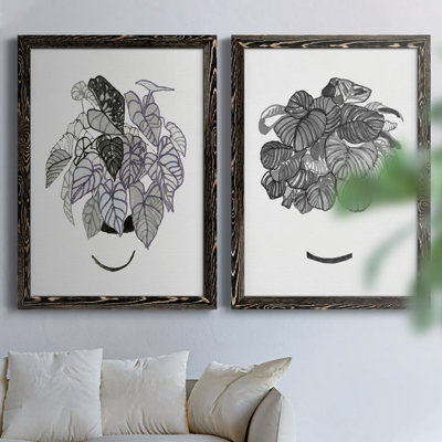 " B&W Indoor Plant I " 2 Piece Art Print