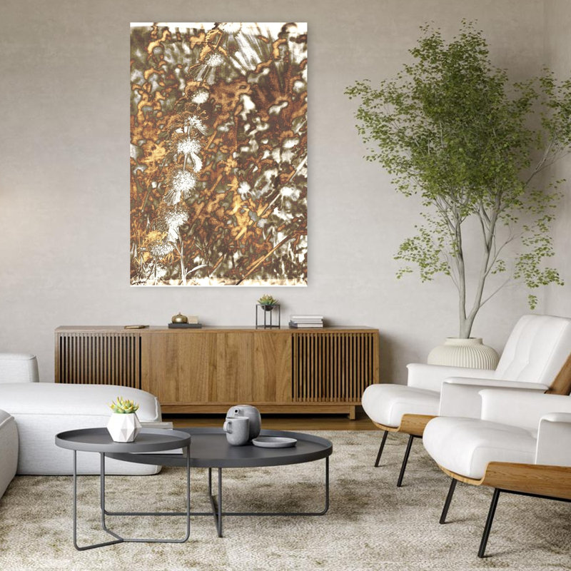Art contemporain abstrait naturel mixte, H 48 po x l 32 po