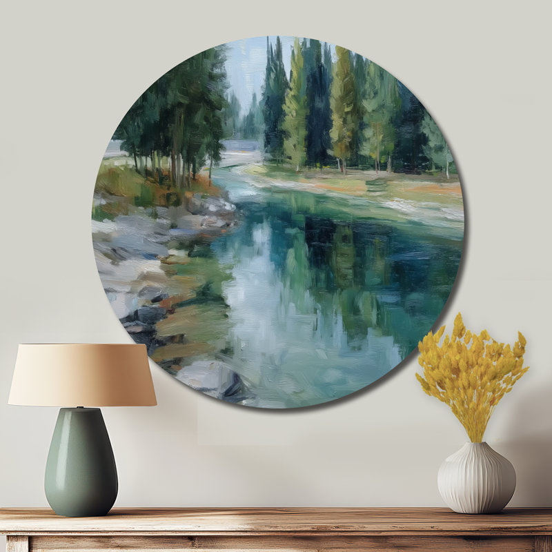 Décoration murale ronde en métal Pine River, L 16 po x H 16 po