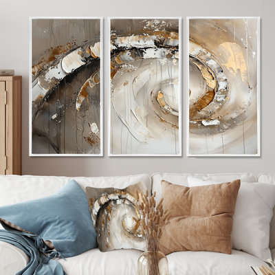 Copper Luminous Abstract Spiral I - Abstract Modern Waves Wall Décor Set