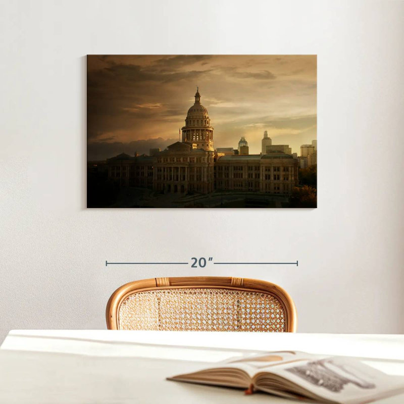 Coucher de soleil au Texas State Capitol, H 16 po x l 24 po