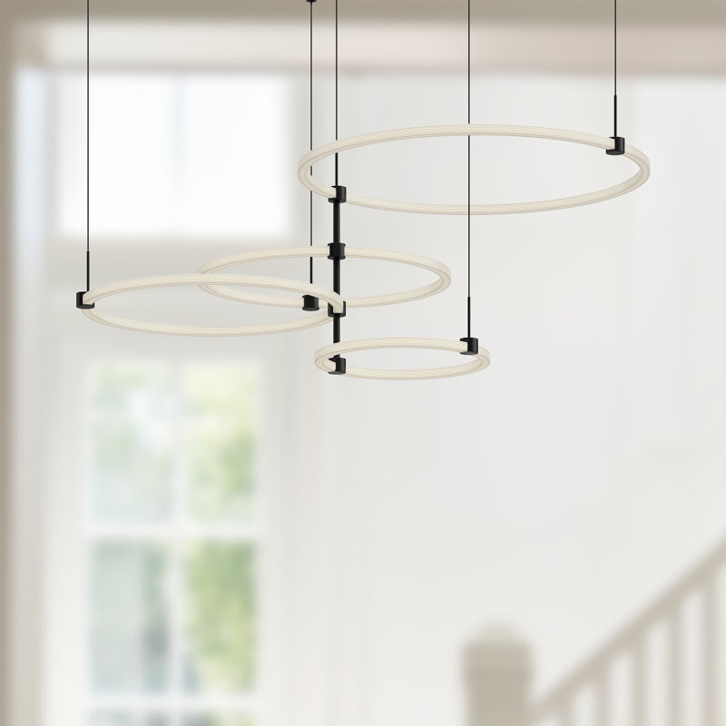 Lustre géométrique unique à 4 lumières Bruni, Noir