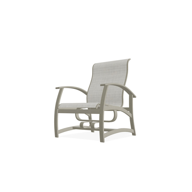 Belle Isle Sling Aluminum Frame Hidden Motion Chat/Lounge Chair With Marine Grade Polymer Arm Accent, Storm, Harbor