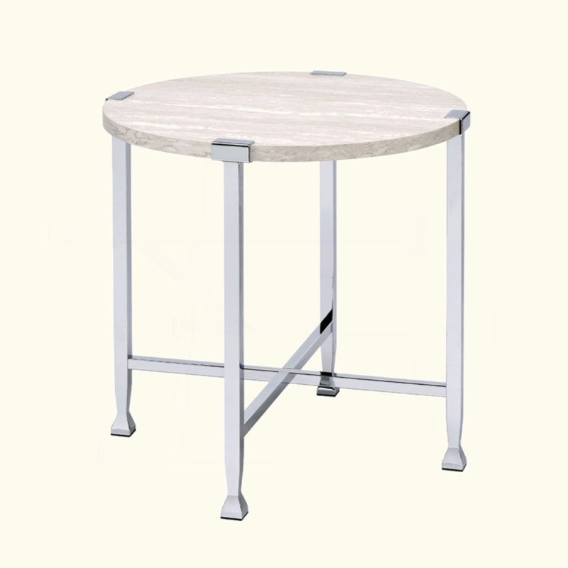 Round End Table With X-Shape Support