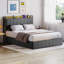 Lit double avec rangement à DEL et lumières DEL, cadre de lit tapissier en velours avec tête de lit et station de charge, lit plateforme en métal, aucun sommier requis, lattes en bois massif, gris-940276085-940276091