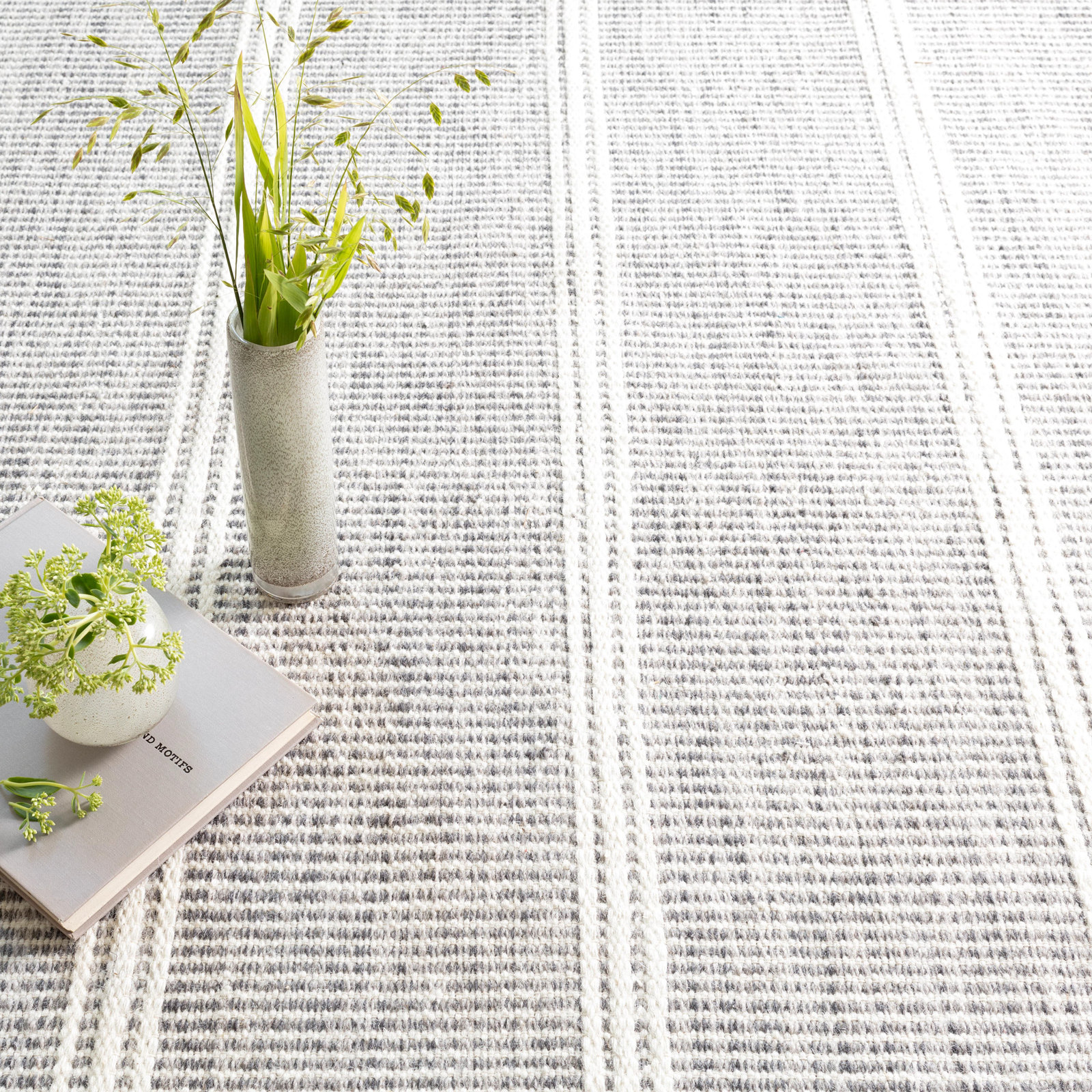 Malta Hand-Woven Striped Wool Rug, Runner 2'6" x 8', Gray