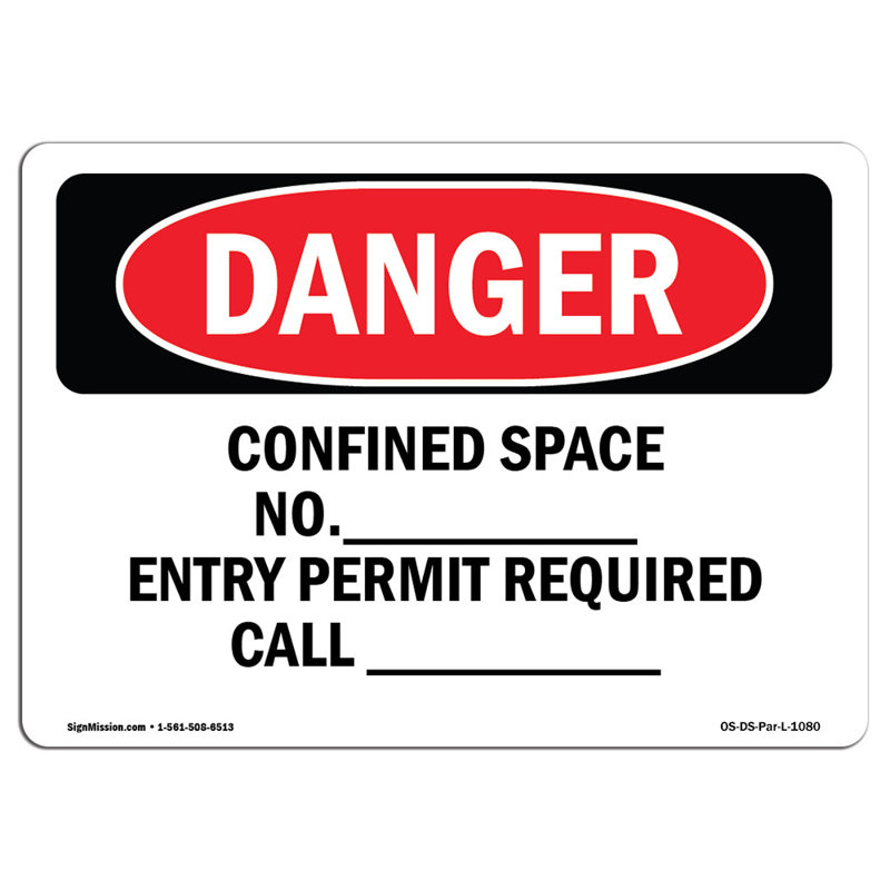Danger Sign, 12" H x 18" W x 0.1" D
