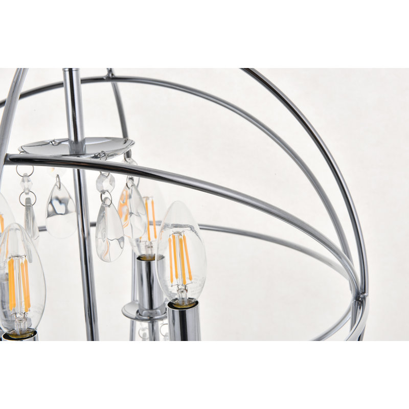 Mayo Unique Globe Pendant, Chrome, 17.6" H x 16" W x 16" D, 4 Lights