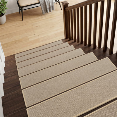 Tapis d'escalier antidérapant en jute tissé pour enfants, animaux domestiques et maisons très fréquentées
