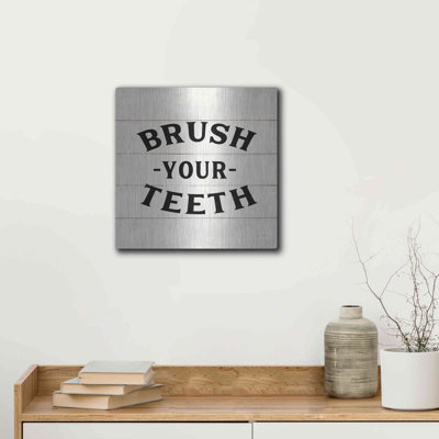 Art mural en métal Trinx «Shiplap Bath III Less Distress» par Sue Schlabach