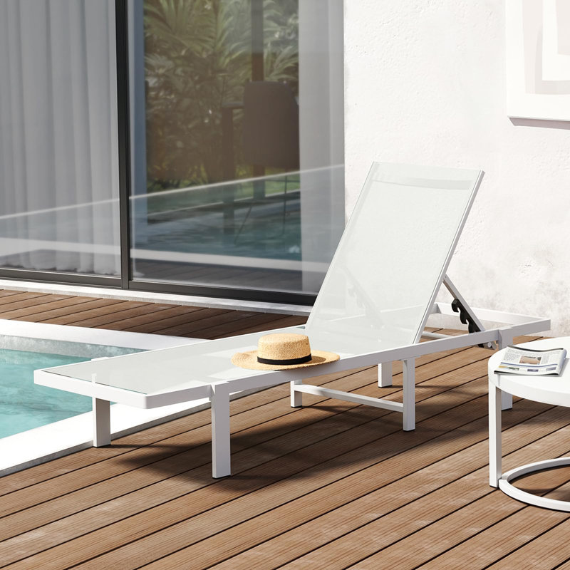 74.8" Long Reclining Single Chaise, White