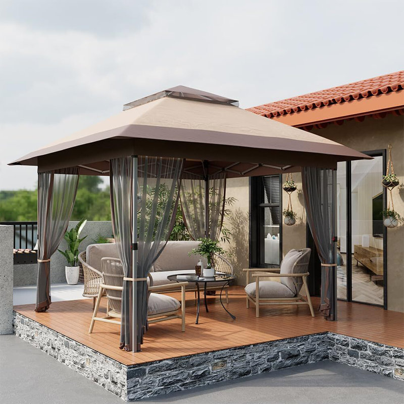 Outdoor Metal Patio , 12 ft. x 12 ft., Dark Brown