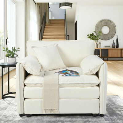 Fauteuil simple rembourré avec coussin Chenille pour salon ou chambre à coucher