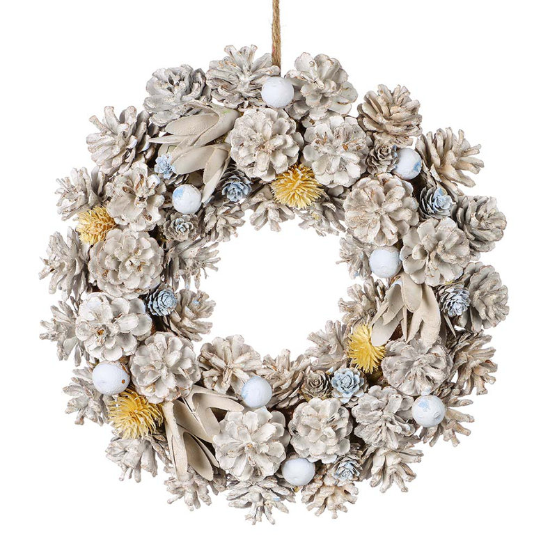 Handcrafted Faux Pinecones 36cm Wreath