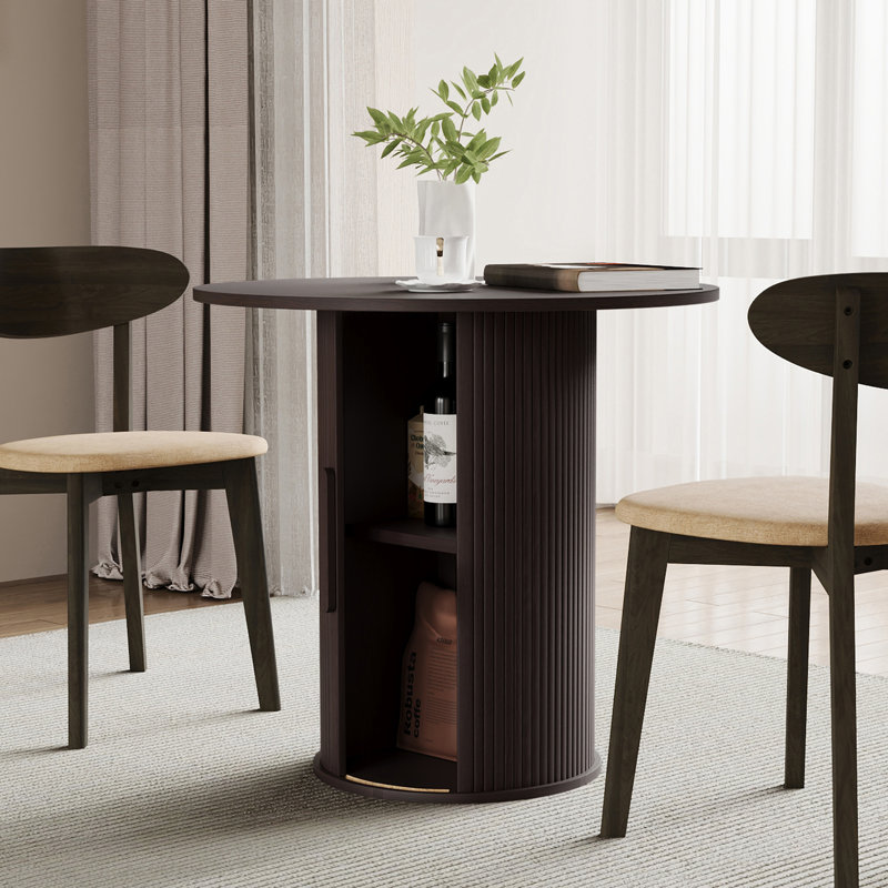 31.5'' Round Pedestal Dining Table, Antique Black