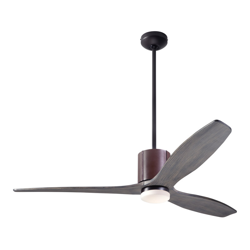 LeatherLuxe 54'' Ceiling Fan with LED Lights, Wall Control, Dark Bronze/Chocolate, Graywash